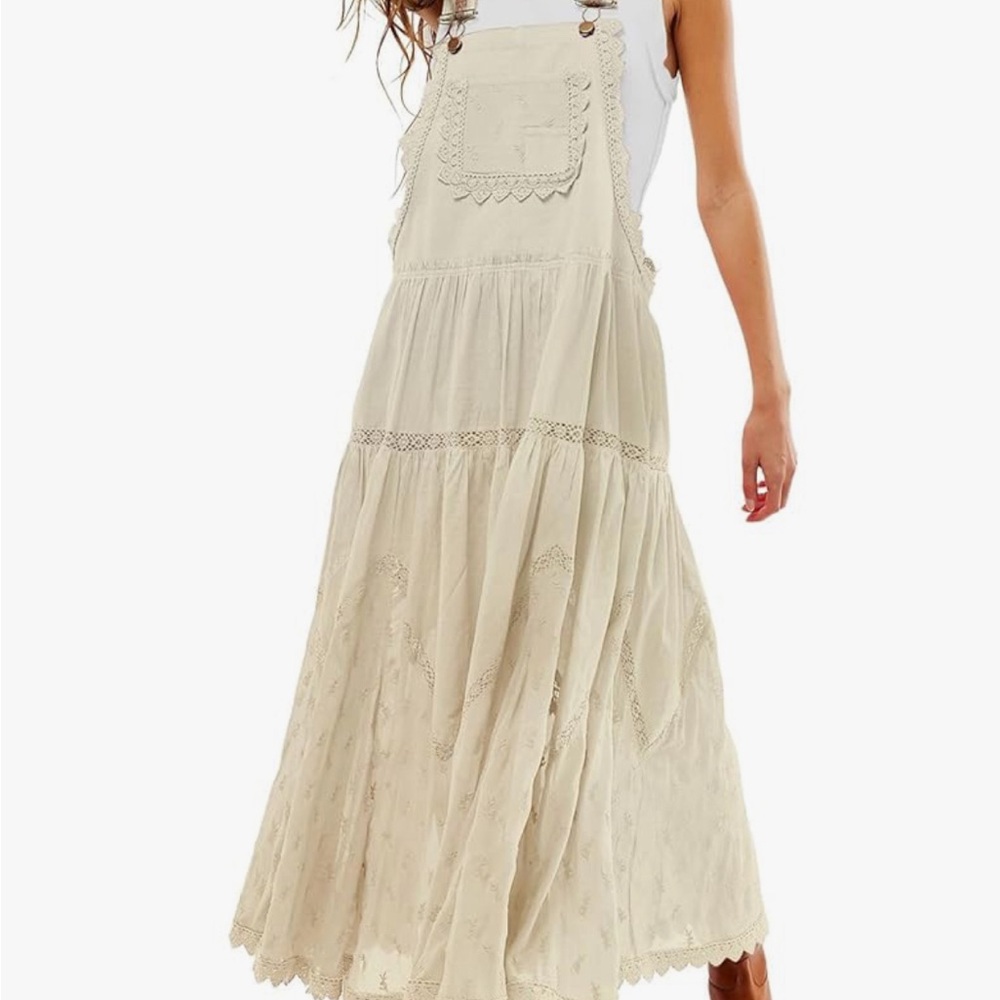 Women's Cream Denim Overalls